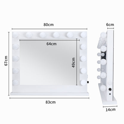 Makeup Mirror With Lamp White -14 Lamp 80x67cm