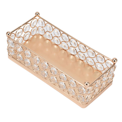 Cake Display Stand Golden Finish Rectangular Light Weight Exquisite Snacks Desserts Crystal Tray Holder