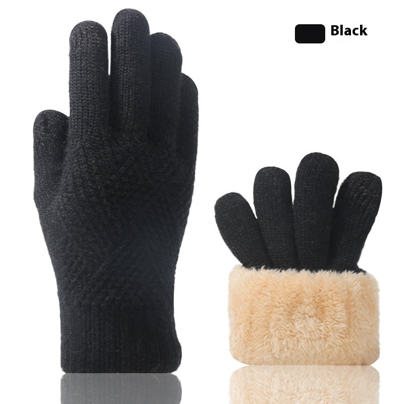 Double Layer Fleece-lined Thick Windproof Thermal Touch Screen Gloves