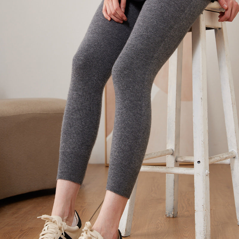 Cashmere Drawstring Tights Women's Inner Wear High Waist Slim Fit Leggings