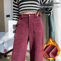 Women's Narrow Fleece Straight Wide-leg Pants