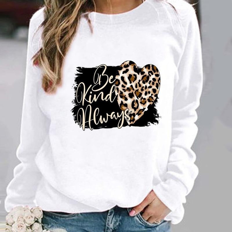 Women's Minimalist Round Neck Casual Printed Sweatshirt