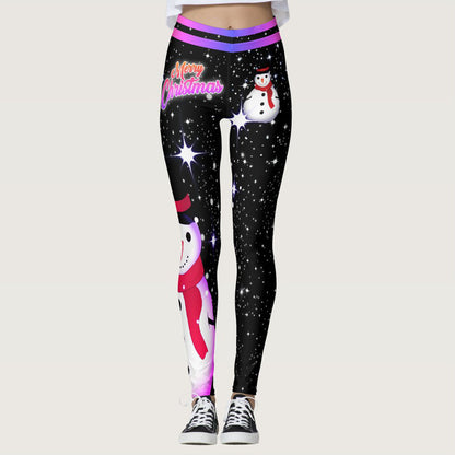 Christmas Printed Sports Hip Raise High Waist Leggings