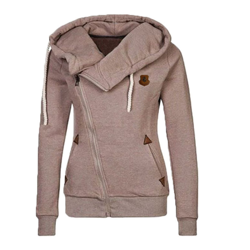 Damen Sport Cardigan Kapuzenpullover mit seitlichem Reißverschluss