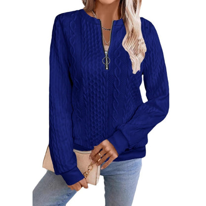 Casual Neckline Long-sleeve Zipper Sweaters Women's Clothing