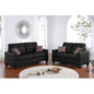 Living Room Furniture 2pc Sofa Set Black Faux Leather Tufted Sofa Loveseat W Pillows Cushion Couch