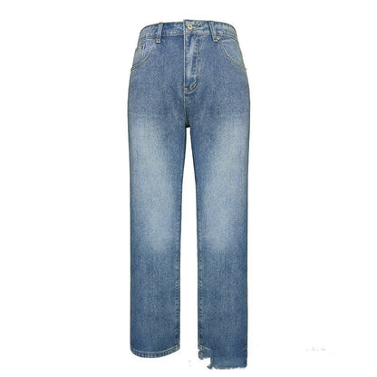 Women's Jeans Loose Mid Waist Casual Straight-leg