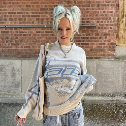 Street Print Sweater For Women