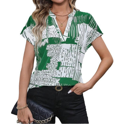 Short Sleeve V-neck Printed Shirt