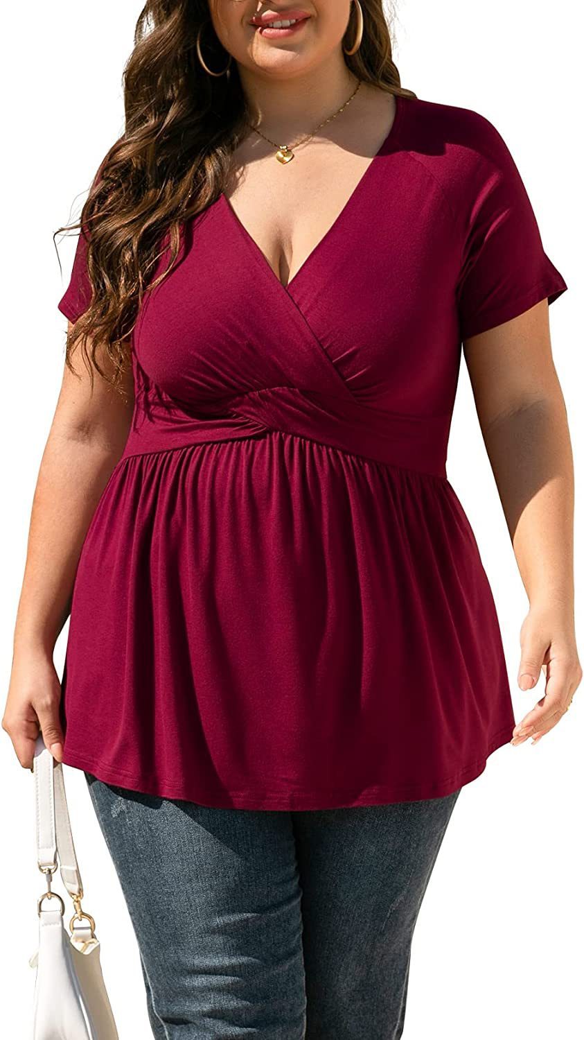 Women's Plus Size T-shirt V-neck Top