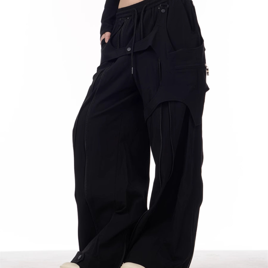 Patchwork Design Casual Pants Women's Loose Wide-leg Pants