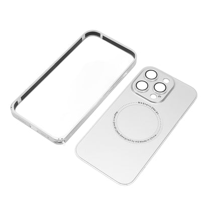 Magnetic Phone Case with Camera Lens Protector Cell Mobile Phone Protective Cover for MagSafe Silver for IPhone 14 Pro