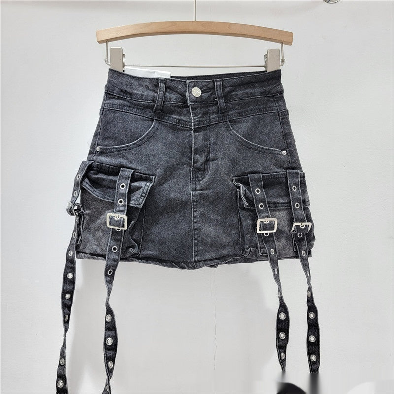 Spring And Summer Denim Hip-wrapped Short Skirt