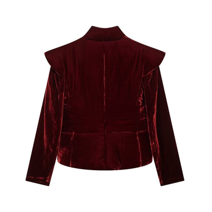 Polyester Women's Autumn All-match Velvet Cotton Coat Jacket