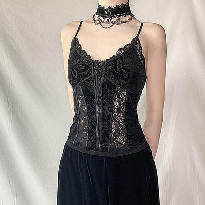 Dunkles Spitzen-Camisole im Vintage-Stil