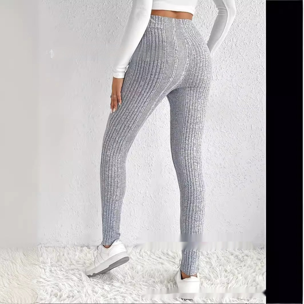 Slim-fit Bottoming Solid Color Trousers