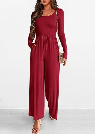 Autumn And Winter Draping Solid Color Sports Long Sleeve Jumpsuit Wide-leg Pants