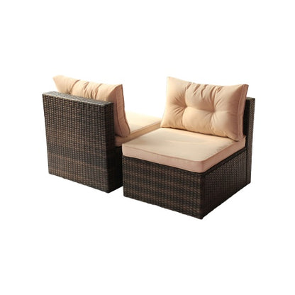 Terrassenmöbel-Set PE-Rattan-Gartenmöbel-Ecksofa-Set