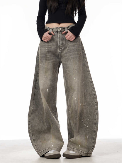 Retro Splash-ink Jeans Women's Machete Couple Pants