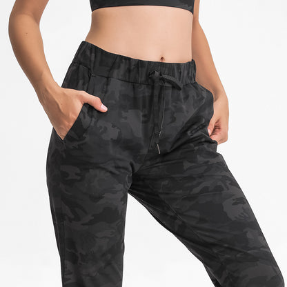 Simple Straight Sports And Leisure Elastic Ankle-tied Cropped Pants