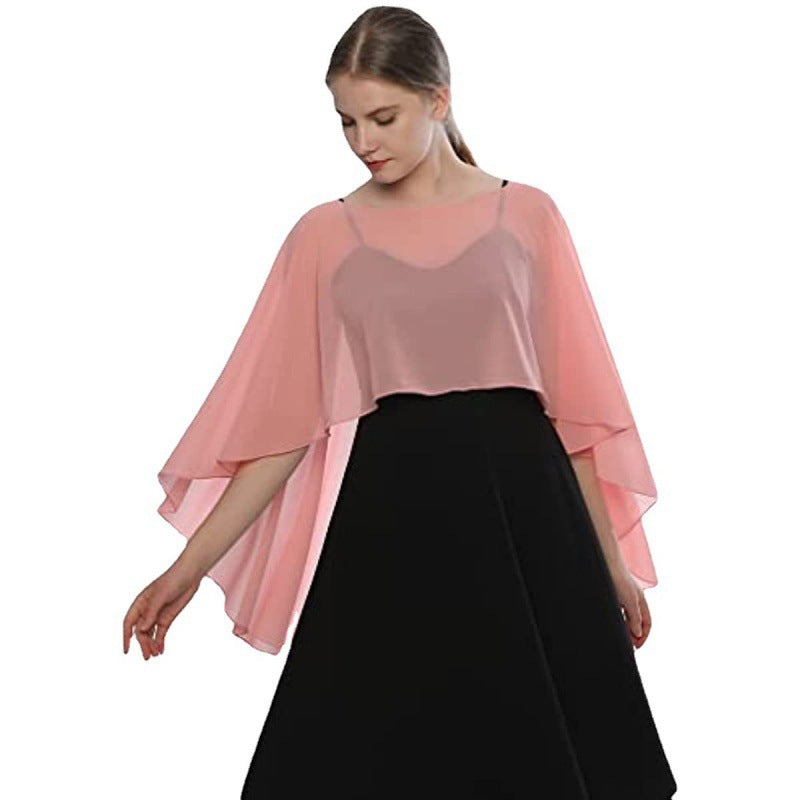 Einfarbiger, dünner, atmungsaktiver Chiffon-Sonnenschutzschal für Damen