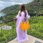 African Women's Loose Dress Luxury Fully Surrounded Light Feather Batwing Sleeve High Slit Robe