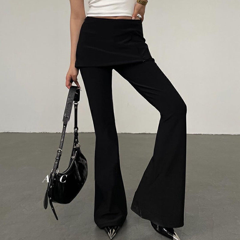 Women's Black Wide-leg Pants Draping European And American