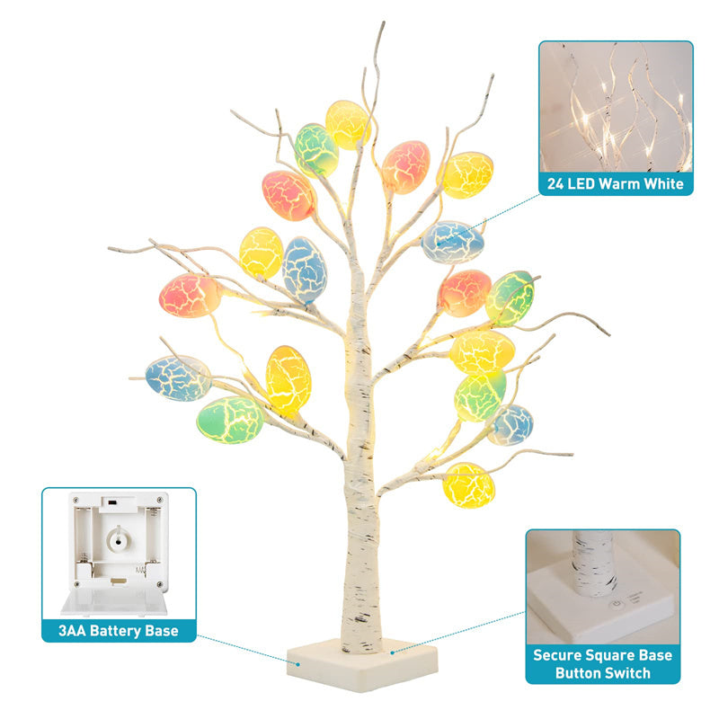 Easter Decoration 60cm Birch Tree Home Easter Egg LED Light Gift Spring Party Tabletop Ornaments Light Easter Party Kids Gifts