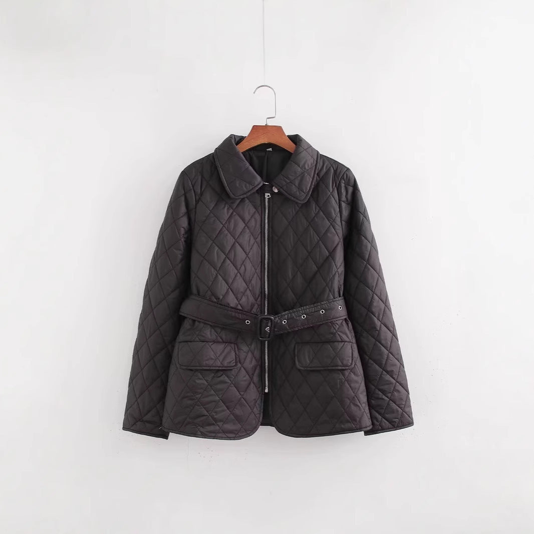 Fashion Simple With Belt Quilted Cotton Coat Jacket