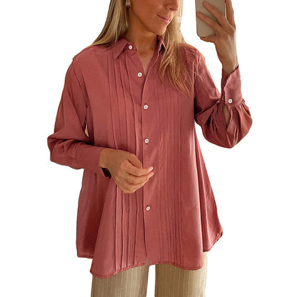 Cardigan Single-breasted Lapel Long Sleeve Shirt Women's Fashion