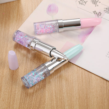 Creative Stationery Girl Heart Red Flow Sand Powder Signature Pen