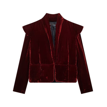 Polyester Women's Autumn All-match Velvet Cotton Coat Jacket