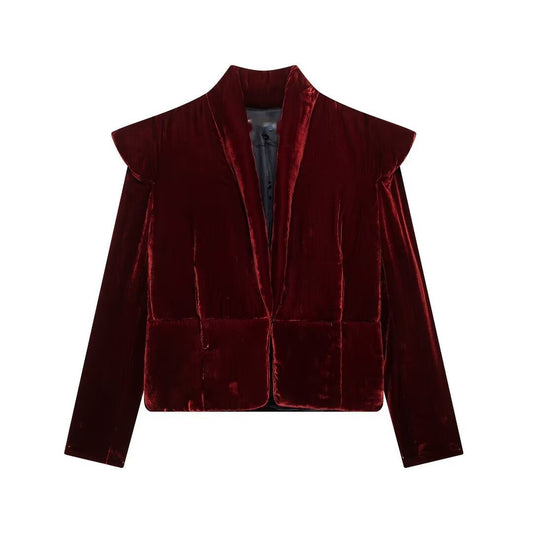 Polyester Women's Autumn All-match Velvet Cotton Coat Jacket