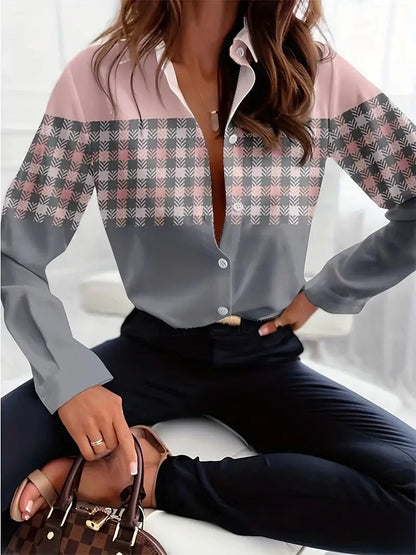 Printed Loose Casual Women's Shirt Long Sleeve Top