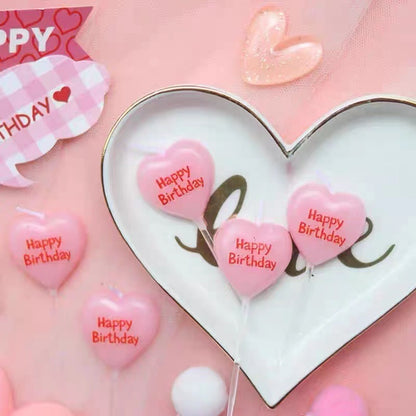 Love-shaped Happy Birthday Cake Decorated With Candles