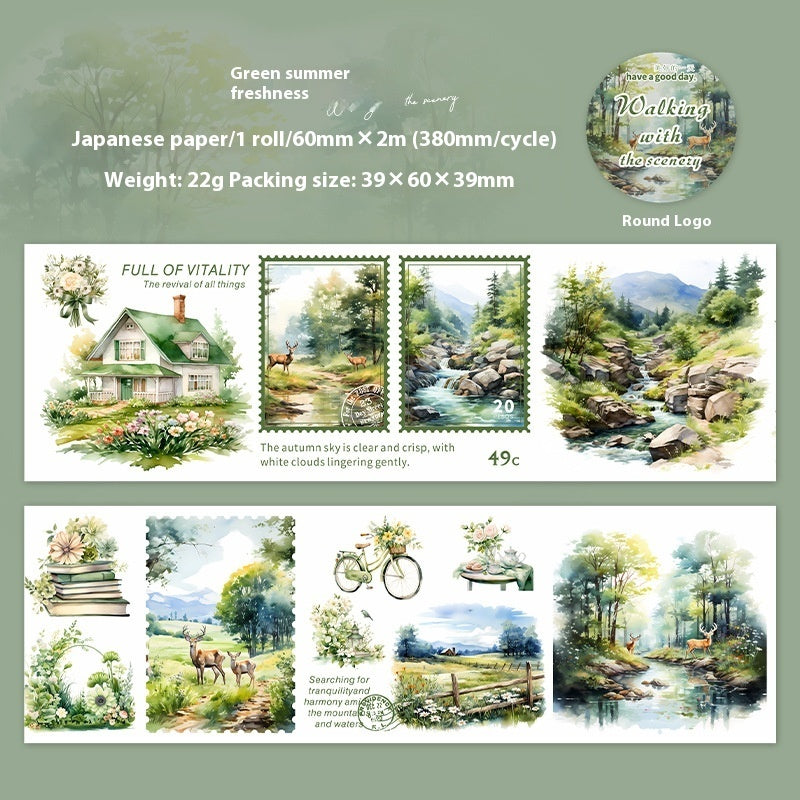 Beautiful Day Tape And Landscape Peer Series Four Seasons Hand Account DIY Decorative Loop Stickers 6 Models