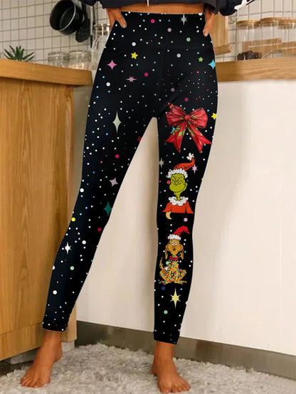 Christmas Printing Fashion Trend Women's Home Outdoor Tight Leggings