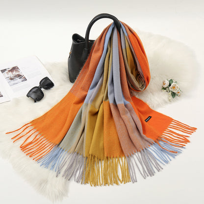 Autumn And Winter New Contrast Color Warm Cashmere-like Fashion Scarf