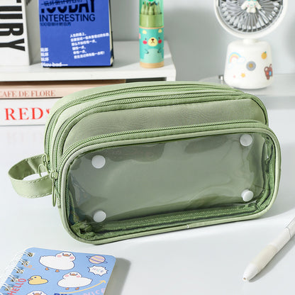 Transparent Pencil Case INS Style Milk Salty Series Carrying Case Large Capacity Waterproof