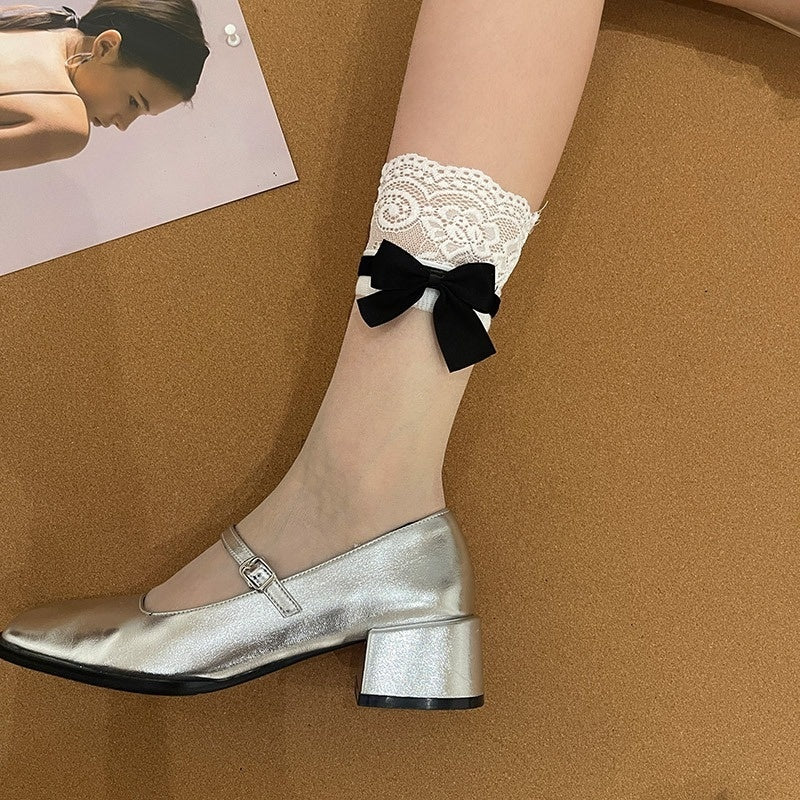 Japanische Jk Bowknot süße Spitze Lolita Socken Mitte der Wade