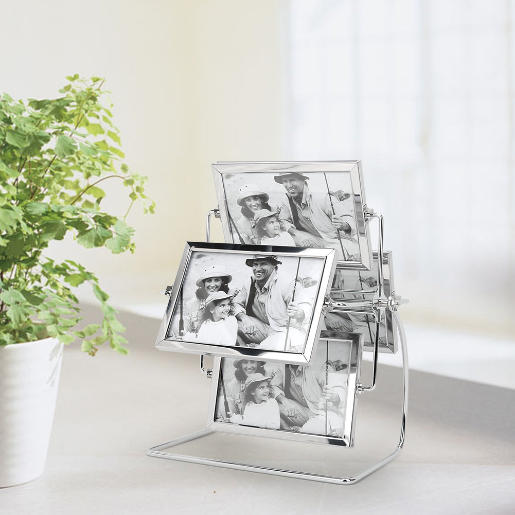 Horizontal Placement Photography Studio Rotating Metal Photo Picture Frame for 6x4in Photo