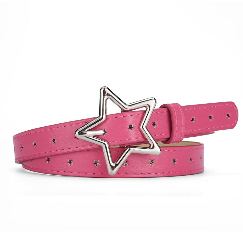 Children's Five-pointed Star Alloy Buckle Women's Belt Full Hole Dress Jeans Belt Female