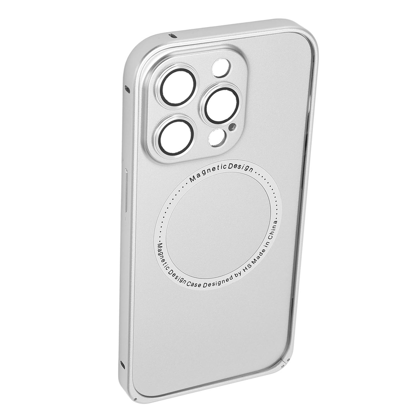 Magnetic Phone Case with Camera Lens Protector Cell Mobile Phone Protective Cover for MagSafe Silver for IPhone 14 Pro