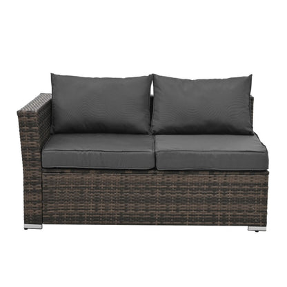 Mobilier de terasă, mobilier de exterior, mobilier sezonier din răchită PE, 4 set de mobilier din răchită cu măsuță de cafea din sticlă temperată