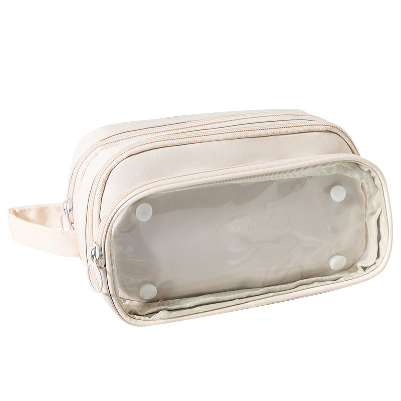 Transparent Pencil Case INS Style Milk Salty Series Carrying Case Large Capacity Waterproof