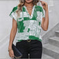 Short Sleeve V-neck Printed Shirt