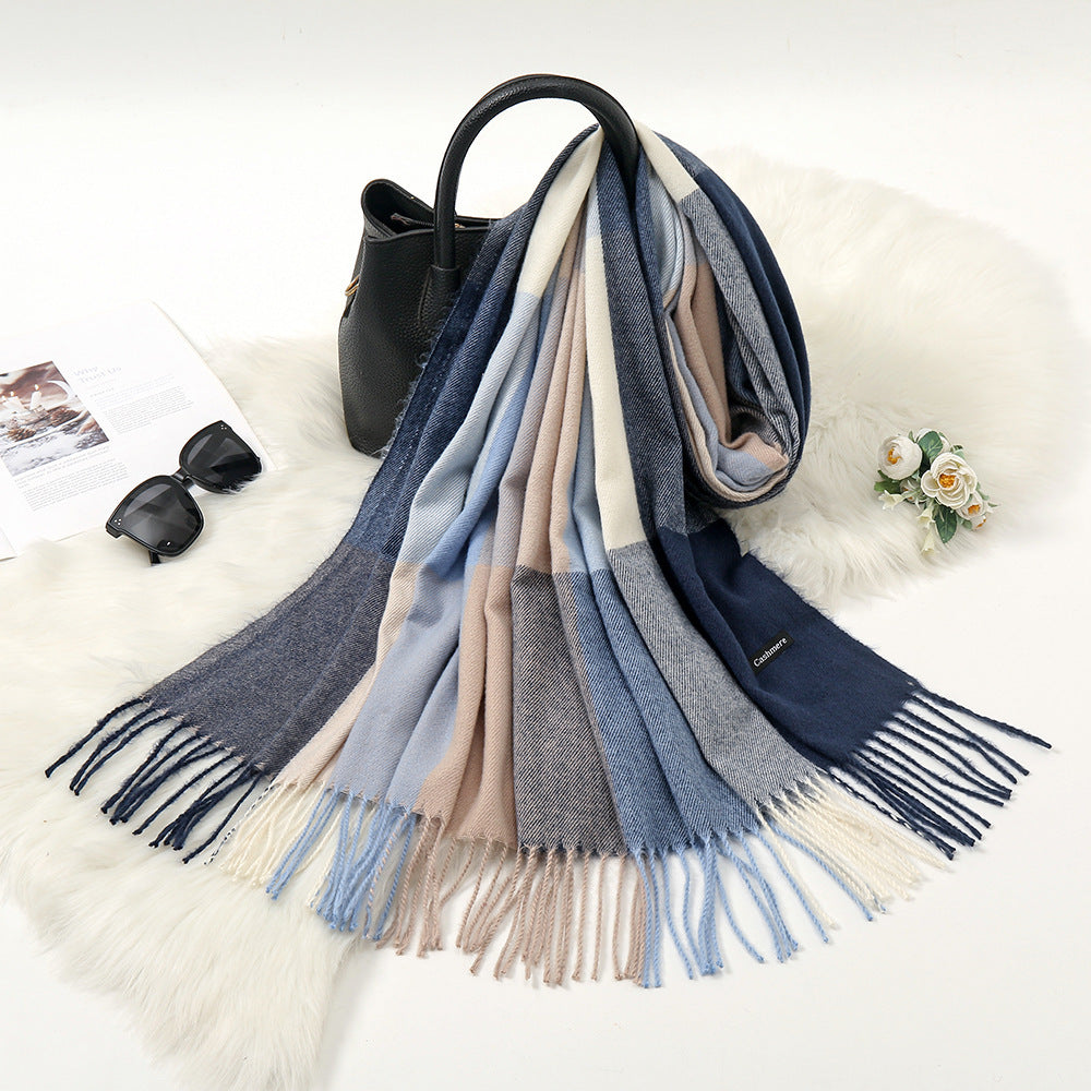 Autumn And Winter New Contrast Color Warm Cashmere-like Fashion Scarf