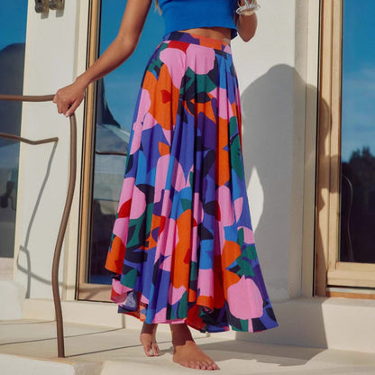 Fashion Casual Printing Bohemian Midi Skirt