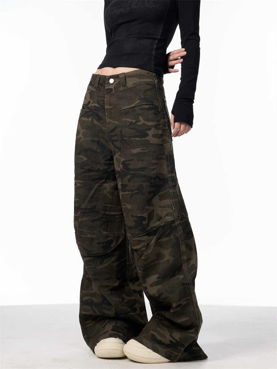 Workwear Camouflage Jeans Women's High Waist Exercise Casual Pants