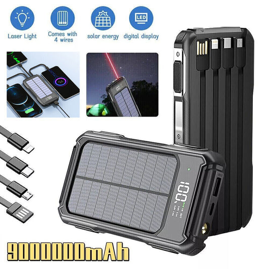 Solar Power Bank 20000mAh 4 USB Backup External Battery Charger For Cell Phone